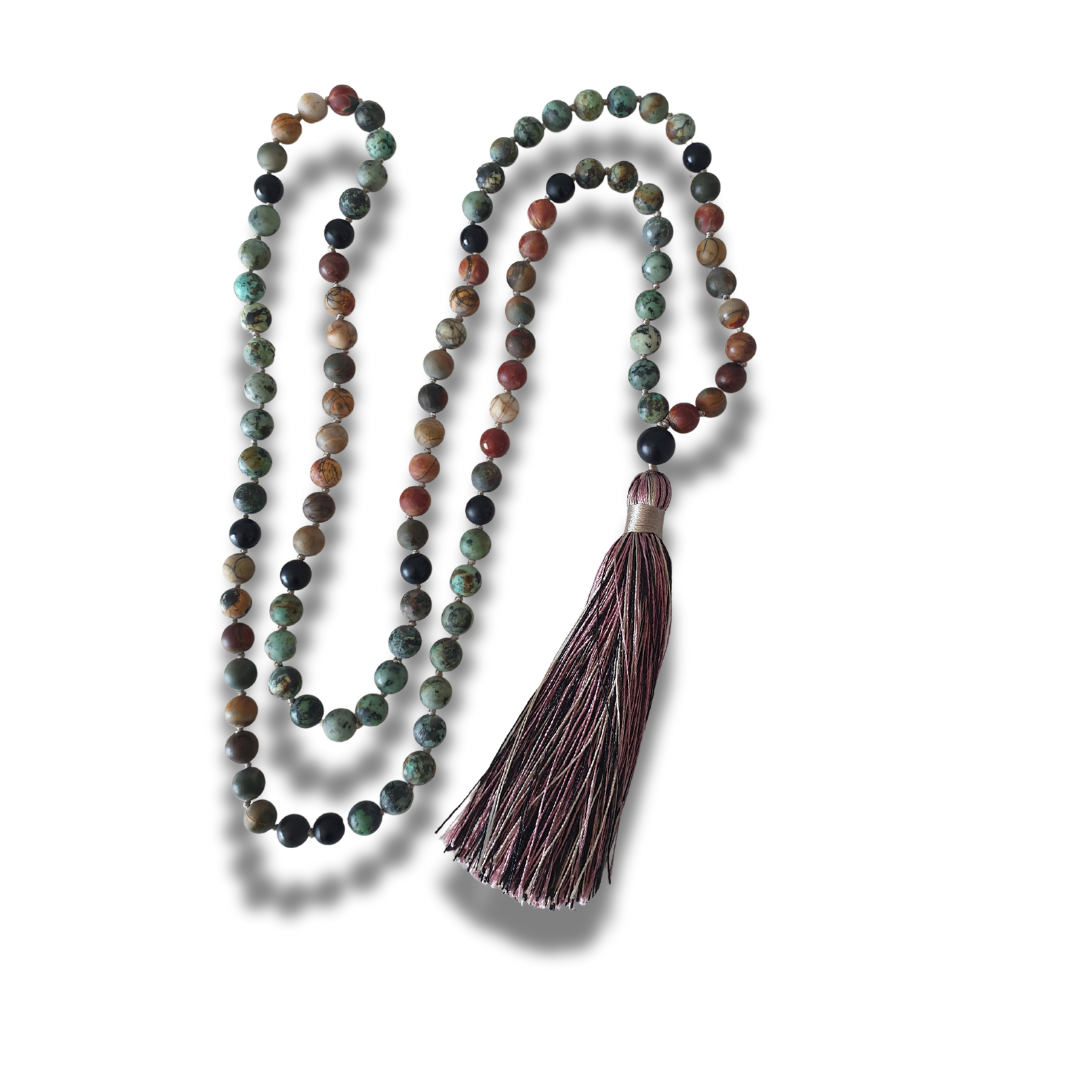 African Jasper Mala Necklace