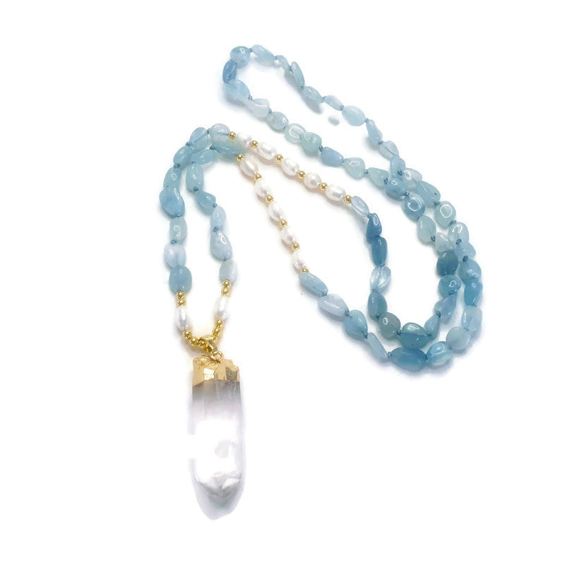 Aquamarine and Quartz Necklace