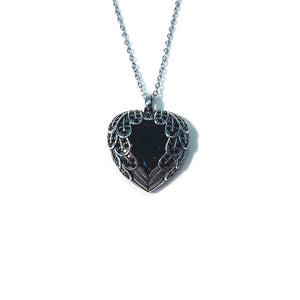 Black Obsidian Winged Heart Necklace