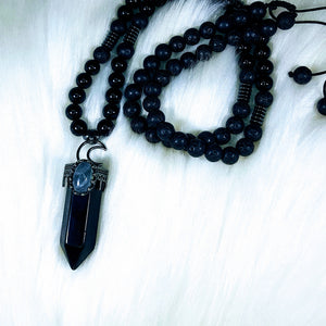 Black Onyx Beaded Prayer Necklace